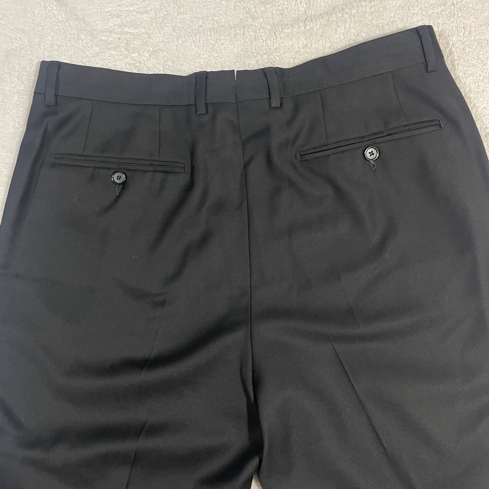 Santorelli luxury serge Wool Roma Flat Front Trouser Black Italy Size 34 - Picture 11 of 12